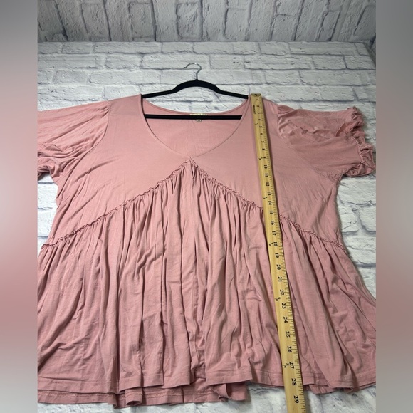 Kori Blush Ruffle Sleeve Vneck Blouse - Picture 7 of 8